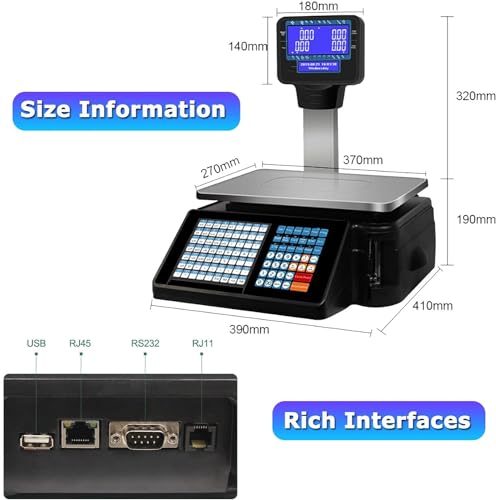 Báscula digital comercial con impresora térmica y doble display miniatura 2