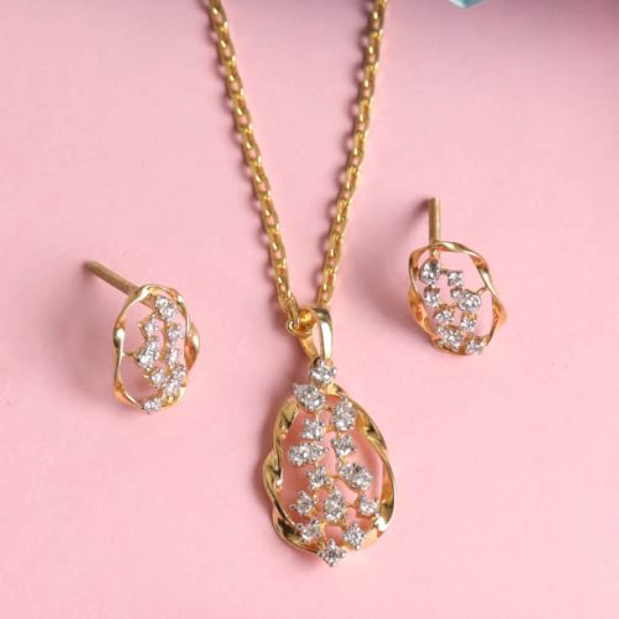 925 Silver Petra Pendant Earring Chain Jewellery Set