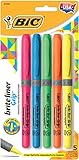 Ink Color: Assorted Brite Liner Grip Highlighter, Chisel Tip, Fluorescent Colors, 5/Set