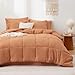 Bedsure Burnt Orange Comforter Set Full - 7 Pieces Solid Bed in a Bag, Full Bed Set with Comforter, Sheets, Pillowcases & Shams