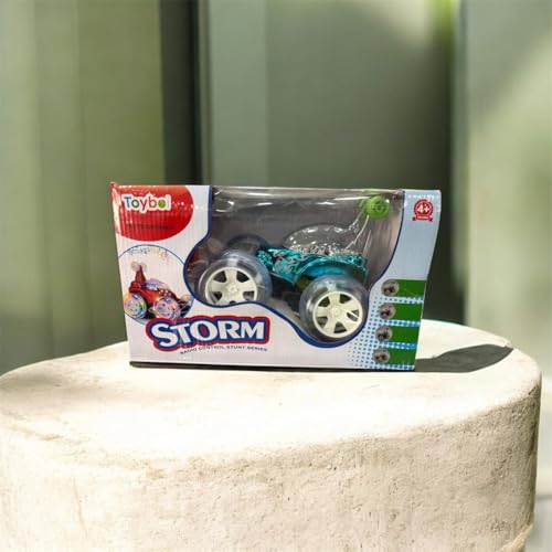 Image of Toyboi Storm Radio Control Stunt Car, Remote Controlled, LED Lights, 360 Degree Rotation, USB Rechargeable, Ages 4+