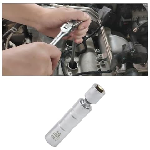 JOYCOURT 16mm Magnetic Swivel Spark Plug Socket, Thin Wall 3/8 Inch Drive 12-Point Standard Spark Plug Socket Removal Tool 360-degree Rotation, Suitable for Most Car Models Cover