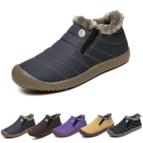 Men's Waterproof Warm Plush Lined Outdoor Snow Ankle Boots, Winter Boots For Man Waterproof Snow Anti-Slip