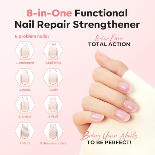 image for modelones Nail Strengthener Nail Repair for Damaged Nails Glitter Pink