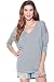A+D Womens Casual V-neck Tunic Blouse Top W/ Dolman Sleeves (S-XL) (Charcoal, Large)
