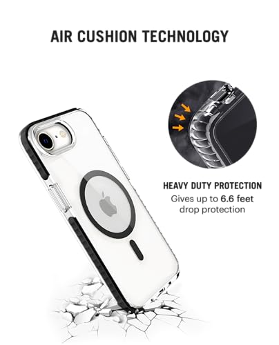 Image of DailyObjects TPU+PC Grey Stride Clear Magnetic Case Cover Compatible with iPhone 16e | Wireless Charging Slim Back Cover | 2 Layer Edge Protection & Shockproof