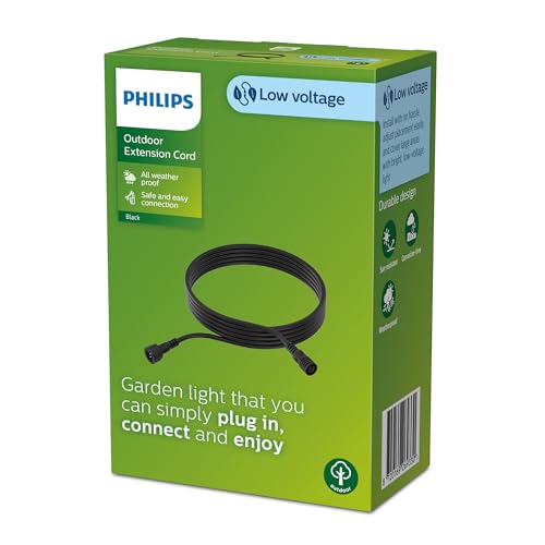 Philips Outdoor Niedervolt Verlängerungskabel 5 Meter, 24V, IP67 wasserfest, schwarz