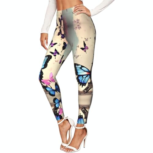 Leggings de compresión suaves para mujer que moldean la silueta con estampado Eiffel