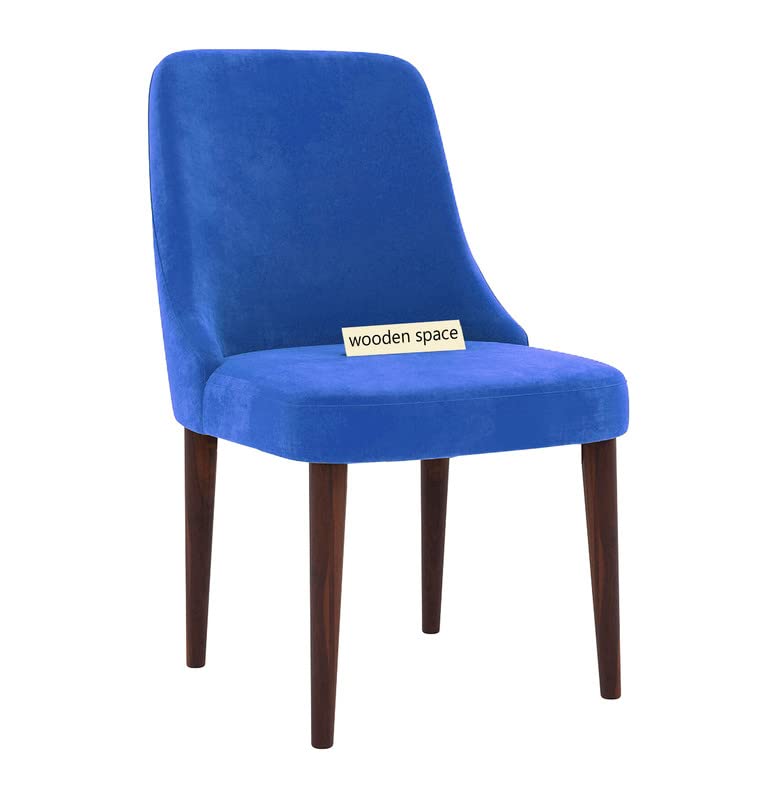 Image of WOODEN SPACE Dining Chair for Living Room Vintage Armchair with Rosewood and Holend Velvet for Living Room, Hotel, Restrorent and Home Decor - 20X19X35 Inch (Blue)