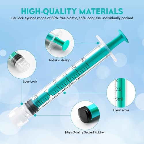 Image of 3ml Syringe Without Needle Luer Lock Syringes with Cap, Sterile, 20 Pack