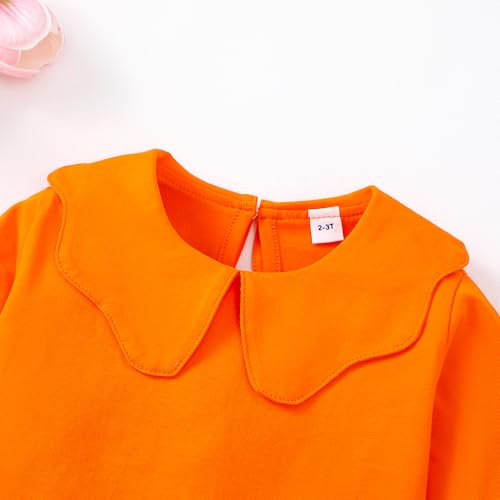 Image of 12M-14Y Toddler Baby Girls Peter Pan Collar Blouse Kids Girl Solid Color Puff Sleeve T-Shirts Casual Tee Tops