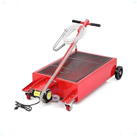 DEXSO 20 Gallon Electric Oil Drain Pan with 110V Pump & 8 Ft Hose, Low Profile & T Folding Handle Oil Drain Cart for Truck Cars SUVs Cover