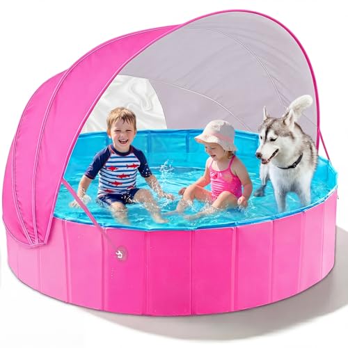 Jasonwell Jasonwell Kiddie Baby Pool with Canopy - Foldable Infant Toddler Kids Pool with Shade Baby Beach Essentials Tent Swimming Wading Pools for Toddlers 1-3 + Kids Dogs Ball Pit Backyard Water Pl