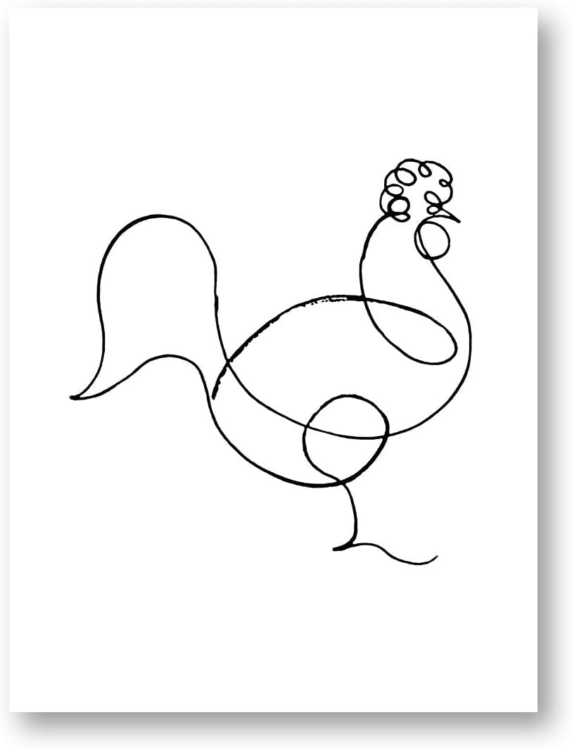 QSDTGHUIKP Pablo Picasso Sketch Posters Rooster Prints 40x60cm Frameles Canvas Wall Art