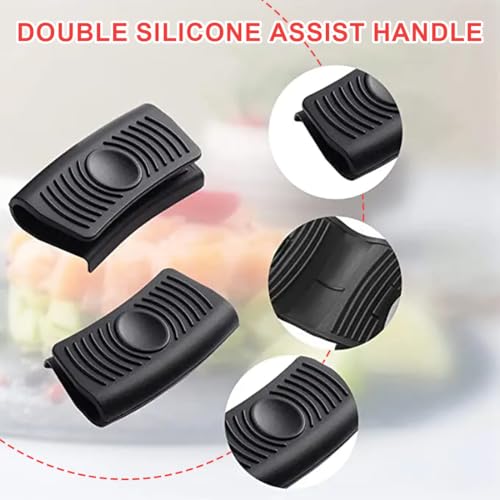 SGERUFZ 4 Stück Silikongriffe für Töpfe, Silikon Topflappen Griffhalter, Hitzebeständig Silikon Assist Griff, Topfgriff Hitzeschutz Klemmgriffen, Ofenschalen Finger Schützen.