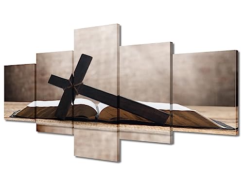 Peinture murale couronne d'épines tableau vintage 5 panneaux pour salon 127x61cm