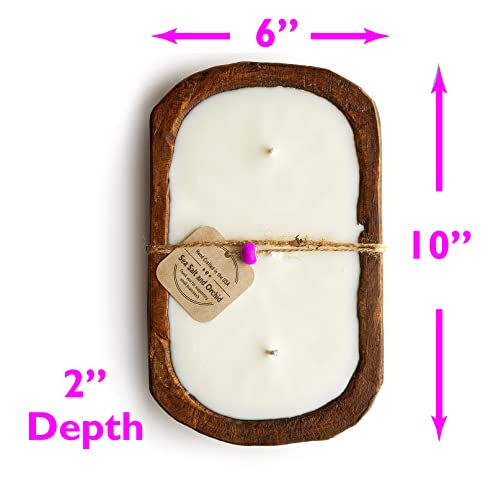 Dough Bowl Candle Company Sea Salt & Orchid Soy Candle - 3 Wick Candle Essential Oil Wax Melts, Rustic Farmhouse Decor Odor Eliminator, 20 Ounce All-Natural Soy Candles Gifts For Women And Men #TOP4