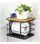 THKVESN Wall Mounted Toilet Paper Holder with Phone Shelf,Toilet Paper Holder with Shelf and Stor...