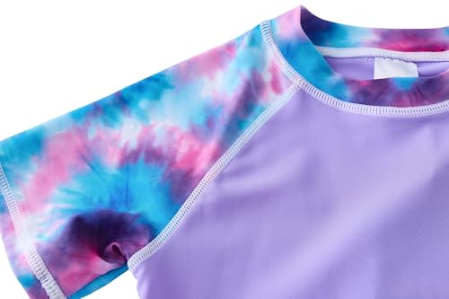 Image of UMELOK Girls Rash Guard Swimsuit Short Sleeve Bathing Suit Rashguard Sets