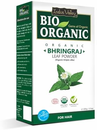 Indus Valley 100% Pure Bhringraj Powder for Hair Growth Natural & Preservative-Free Ideal for Hair Oil, Masks & DIY Packs for Strong Shiny Hair (100g)