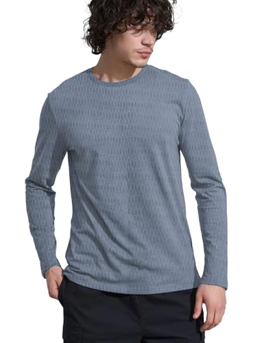 Image of LEOTUDE Regular Fit Cottonblend Full Sleeve Printed Men's T-Shirt (Color Maroon)