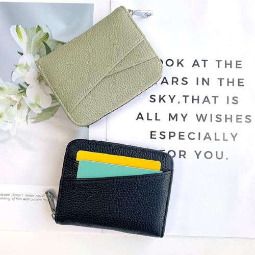 Credit Card Wallet, Leather Credit Card Holder 13 Slots 1 Coin Pocket Business Card Wallet with Zipper for Coin, Card (Black)3