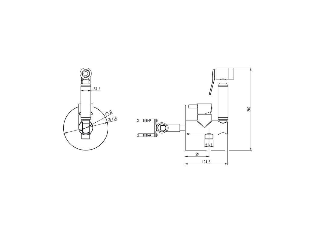 Grifo Bidé Empotrado Negro Mate GME ROUND | Monomando | Kit Higiénico WC | Latón | Flexo Antitorsión 1m | Diseño Moderno