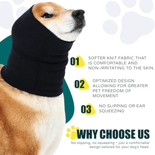 Image of Dog Calming Hoodie Quiet Head Cover Sleeves Double Layer Thickened Dog Ear Muffs Noise Protection,Dog Hematoma Ear Wrap, Dog Headband for Anxiety Relief for Bath, Thunderstorms