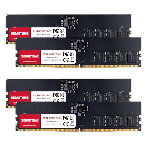 ?DDR5 RAM? GIGASTONE 128GB Kit (4x32GB) DDR5 5600MHz PC5-44800 CL 46-46-46-90 1.1V UDIMM 288 Pin Unbuffered Non ECC High Performance PC Desktop Memory Upgrade
