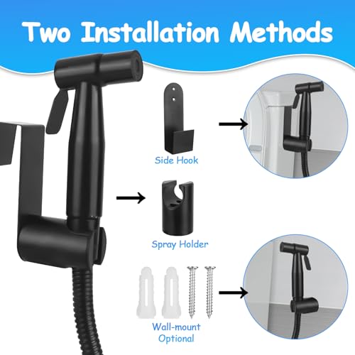 DMJJSD® Bidet Handbrause Set für WC Aus Edelstahl Mit 40-Zoll-Rohr & Halterung, Einstellbarem Druck, Sprühset für Toilette (Schwarz)