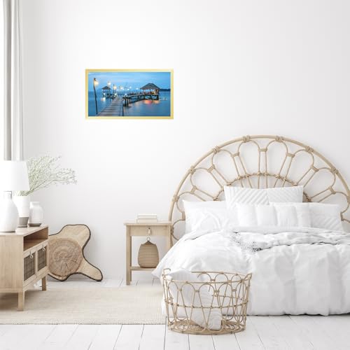 Image of JCJMY 9x16 Picture Frame Gold for Wall Hanging, Wall Mounting Horizontally or Vertically, 9 x 16 Wall Gallery Poster Photo Frame with Shatter Resistant Plexiglass, Gold