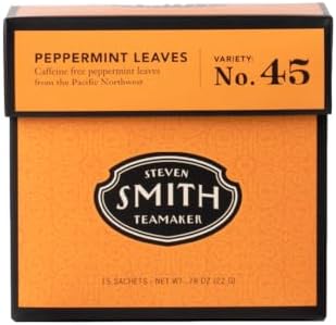 STEVEN SMITH TEAMAKER Peppermint Leaves Blend No. 45 (Large Cut Herbal Infusion), 0.78 oz, 15 Bags