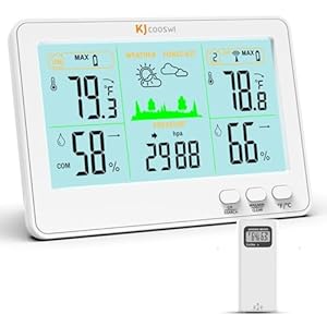 Indoor Outdoor Thermometer and Hygrometer Wireless Weather Stations with 328ft/100m Range, Temperature and Humidity Monitor with Barometer