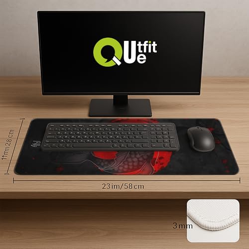 Image of Printed Gaming Mousepad - Premium Stitched Edges, Smooth Surface,Size 11x23 inches, Non-Slip Rubber Base - Ideal for Office & Gaming Setup (Japanese Yin and Yang Koi Carp)