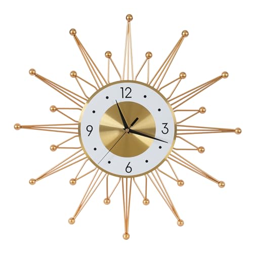 Large Wall Clock 22'' Modern Big Wall Clock Starburst Mid-Century Decor Non-Ticking Silent Quartz Movement Clock Home Decorations for Living Room Dining Room Bedroom Cafes Hotels (Gold)