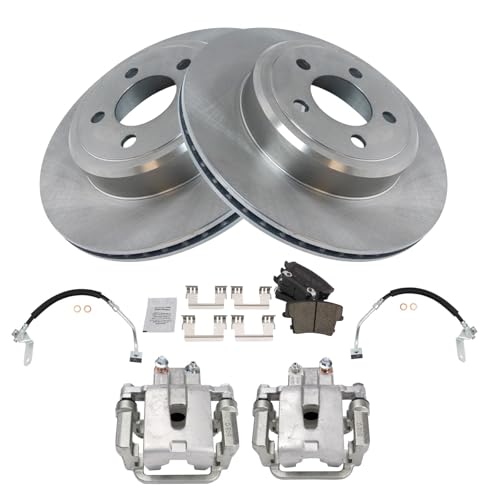 Image of TRQ Rear Brake Pad & Rotor Kit Ceramic Compatible with 2009 Dodge Challenger
