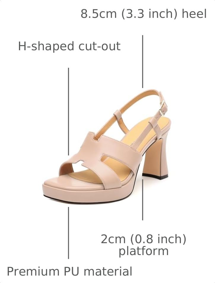 Image of ROSERWISH Womens Platform Heeled Sandals, Open Square Toe Chunky Heels, Strappy Sandals for Women, Leather Insole Dress Shoes for Prom Weeding Bride Party 3.5 inch