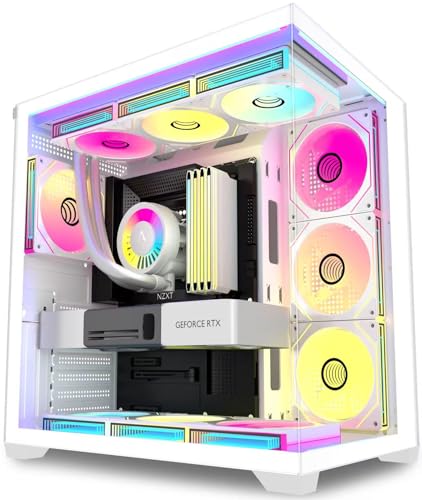 KEDIERS - KEDIERS PC CASE 7 ARGB Fans Pre-Installed, Mid Tower ATX PC Case with Panoramic Tempered Glass, Gaming Computer Case,360MM RAD Support,White,K4 - -5%