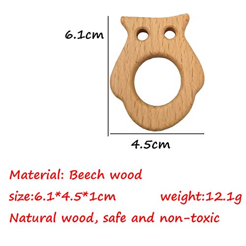 Image of 5pcs Lovely Cartoon Wood Owl Montessori Toy Pure Natural Animal Shape Toy Beech Wooden Handmade Pattern DIY Jewelry Making Necklace Pendant Accessory (Owl)