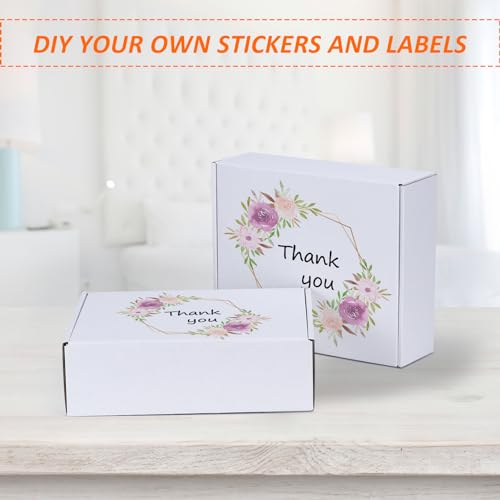 Image of HORLIMER 10x8x3 inches Shipping Boxes Set of 25, White Corrugated Cardboard Box Literature Mailer, 25 Stickers Included