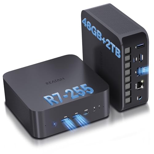 Image of Reatan X7 Gaming Mini PC AMD Ryzen 7 255 (Upgraded 8745HS), 48GB 5600MHz DDR5 2TB Pice 4.0 SSD, OCuLink, Built-in Speakers, USB4 /HDMI 2.1 /DP 8K, Wi-Fi7,2.5G LAN, Mini Desktop Computer, Radeon 780M