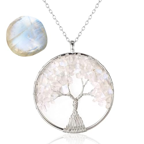 ? PENDENTE IN CRISTALLO - La pietra di luna brilla di magici riflessi blu e viola quando baciata dalla luce, conosciuta anche come Pietra del Viaggiatore, quindi portala con te in tutte le avventure della vita.