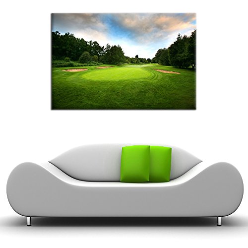 Amemny Modern Golf Course Landscape Paintings On Canvas Green Lawn Contemporary Wall Art Giclee Framed Landscape Artwork Hd Printed Picture To Photo Decor For Living Room(36''Wx24''H) #TOP3