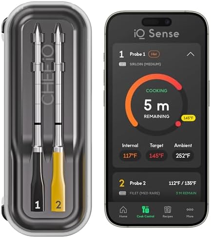 CHEF iQ Sense | Smart Wireless Meat Thermometer | 2 Ultra-Thin Probes | WiFi Unlimited Range | 1000°F Heat Safe | 5 Sensors | BBQ, Grill, Oven, Smoker, Air Fryer | Gen3