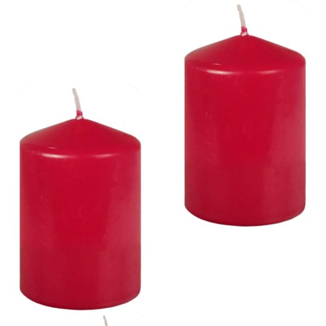 Premium Quality Red Pillar Candles,SPA Candles,Party Candles,Unscented Candles,Decorative Candles (Pack of 2)
