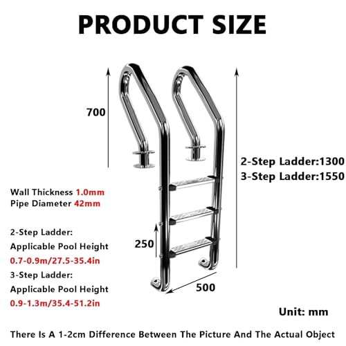 Escalera para piscina de acero inoxidable 3 peldaños miniatura 2