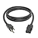 Tripp Lite P007-006 Heavy Duty Computer Power Cord, 15A, 14AWG (NEMA 5-15P to IEC-320-C13), 6-ft Black