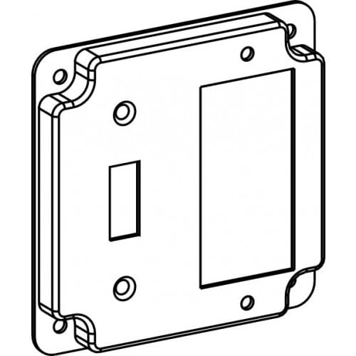 4414C RAISED 1/2”, 4” SQUARE (4S) TOGGLE SWITCH/GFCI INDUSTRIAL COVER WITH CRUSHED CORNER
