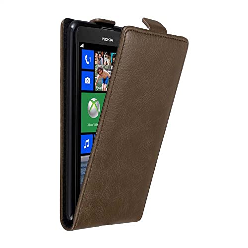 Cadorabo Hülle kompatibel mit Nokia Lumia 625 Flip Design aus Premium Kunst Leder Flip Klappbare Stoßfeste Magnetische Cover Hülle für Nokia Lumia 625 Tasche in Braun