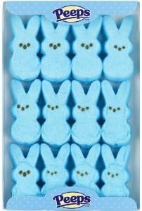 Peeps, Blue Easter Marshmallow Bunnies, 12-Count Tray (Pack of 4)